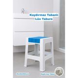 Funny Life Kaydırmaz Tabanlı Lüx Banyo Taburesi - Günlük Kullanım Çok Amaçlı Modern Tabure - Mavi