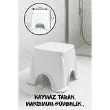 Funny Life Kaymaz Ekstra Güçlü Lüx Çok Amaçlı Kare Beyaz Banyo Taburesi