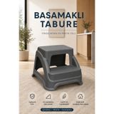 Funny Life Küçük Boy Basamaklı Tabure Kaydırmaz 2 Kademeli Plastik Mutfak Banyo Çok Amaçlı Tabure - Antrasit - Gri