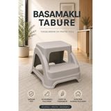 Funny Life Küçük Boy Basamaklı Tabure Kaydırmaz 2 Kademeli Plastik Mutfak Banyo Çok Amaçlı Tabure - Bej
