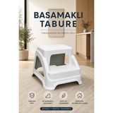 Funny Life Küçük Boy Basamaklı Tabure Kaydırmaz 2 Kademeli Plastik Mutfak Banyo Çok Amaçlı Tabure - Beyaz