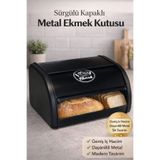 Funny Life Sürgülü Kapaklı Metal Ekmek Kutusu Büyük Boy Ekmeklik Saklama Kabı Organizer