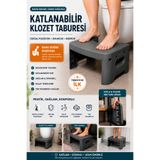 Funny Life Türkiye de İLK Katlanabilir Klozet Taburesi Ergonomik Tuvalet Basamağı Çocuk ve Yetişkin WC Ayak Desteği Antrasit