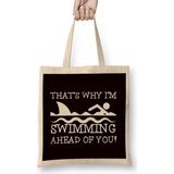 Funny Swimming Shark Swim Swimmer Water Sports Athlete Coach Bez Çanta Uzun Saplı - Açık Bej - 40 X 40