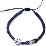 Funny Takı Çapa ve Ok Şeklinde Hematit Taşlı Nazar Boncuklu Küp Miyuki Unisex Bileklik - 17 cm - Siyah