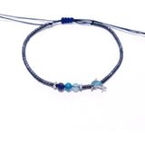 Funny Takı Zirkon Taşlı Yunus Balığı Lapis Lazuli Apatit Akuamarin Doğaltaşlı Miyuki Bileklik - 17 cm - Gri