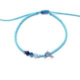 Funny Takı Zirkon Taşlı Yunus Balığı Lapis Lazuli Apatit Akuamarin Doğaltaşlı Miyuki Bileklik - 17 cm - Mavi