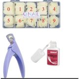 Funshop Protez Tırnak 500'LÜ Kemik Tips -Tips Makası ve Yapıştırıcı Mxbon - 3'lü Set
