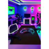 Funspot Gamer Halısı Şönil Pamuk Tabanlı Kaymaz Yıkanabilir Gaming Oyuncu Odası Halısı 100x150
