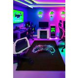 Funspot Gamer Halısı Şönil Pamuk Tabanlı Kaymaz Yıkanabilir Gaming Oyuncu Odası Halısı 200x300