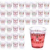 Funtery 60 Adet Çirkin Kazak Tasarım Noel Plastik Atış Bardakları 1.7oz Mini Noel Shot Bardakları Toplu Noel Shot Bardakları Tek Kullanımlık Zencefilli Adam Kardan Adam Noel Ağacı Geyik Tasarımı