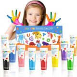 Funto Çocuklar için Yıkanabilir Parmak Boyası, Yeni Yürümeye Başlayan Çocuklar için Güvenli ve Toksik Olmayan Parmak Boyama 1-3, Banyo Boyası, Küçük Çocuk Sanat Boyama Malzemeleri, 10 Çeşitli Renk