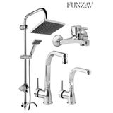 funzav Lahza Krom Silver Set Mutfak Evye Banyo Lavabo Bataryası Duş Robotu Modern Şık Tasarım Set