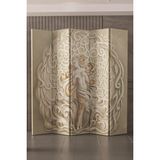 Fupe Shop Doğal Ahşap Gold Heykel Kadın 5 Kanat Paravan Seperatör Oda Bölme - 200 x 180 cm - Renkli