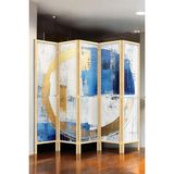Fupe Shop Doğal Ahşap Soyut 5 Kanat Paravan Seperatör Oda Bölme FP-224128 - Gold - 180 x 180 cm