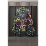 Fupe Shop Gözlüklü Goril Baskılı Paravan Oda Bölme 5 Kanat 552151 - 200x180 - Çok Renkli