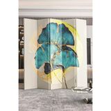 Fupe Shop Mavi Çiçek Baskılı Paravan Oda Bölme 5 Kanat 552148 - 200x180 - Çok Renkli