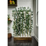 Fupe Shop Yapay Çiçek Kalın Bambu Çubuk Ahşap Saksı Ceviz Seperatör Paravan - 100X180X15