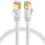 Furalis CAT7 Ethernet Kablosu (1 METRE) - 10Gbps’ye Kadar Veri Aktarımı - Fabrikasyon RJ45 Konnektörlü - Yassı Flat Tasarım - 600MHz - Beyaz