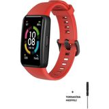 Furenfa Huawei Band 6 ve Honor Band 6 Uyumlu Soft (Yüksek Kalite) Silikon Kordon Kayış - Kırmızı