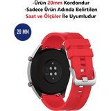 Furenfa Samsung Galaxy Watch Active 2 / Active 1 / Watch 3 (41mm) Uyumlu Kordon Kayış - Kırmızı