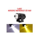 Furens 1 Adet Motosiklet Scooter ATV Uyumlu Mercekli Sis Farı Sarı-Beyaz Çift Renk 12V 50W