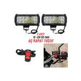 Furens 2 Adet 12 Ledli Motosiklet Scooter Uyumlu Led Sis Farı Açma Kapatma Tuşlu