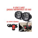 Furens 2 Adet 6 Ledli Motosiklet Scooter Uyumlu Led Sis Farı Çakar Ve Sabit Mod Açma Kapatma Tuşlu Lamba