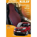 Furens Fiat Doblo Uyumlu Kırmızı Prestij Serisi Dokuma Kumaş Oto Koltuk Kılıfı Ön Tam Arka Alt - Kırmızı - Siyah