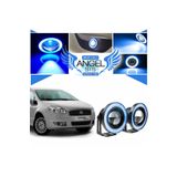 Furens Fiat Linea Uyumlu, Universal Mercekli Led Angel Sis Farı, 76mm Buz Mavi Renk