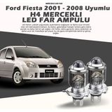 Furens Ford Fıesta Mercek LED Xenon Uyumlu Uzun - Kısa Far Ampulü Tek Renk Beyaz - 00-Beyaz