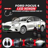 Furens Ford Focus 4 2018-2024 Uzun Far Uyumlu Şimşek Etkili Led Xenon Light Series H1 - Beyaz