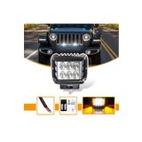 Furens Off Road Motosiklet 45w 12 Led 10cm Beyaz Turuncu Çakarlı Kare Sis Farı Çalışma Lambası 1 Adet