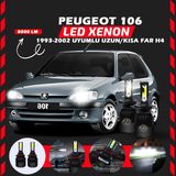 Furens Peugeot 106 1993-2002 Uzun-Kısa Far Uyumlu Şimşek Etkili LED Xenon Light Series H4 - Beyaz