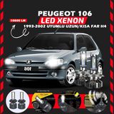 Furens Peugeot 106 1993-2002 Uzun-Kısa Far Uyumlu Şimşek Etkili LED Xenon Premium Series H4 - Beyaz