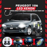 Furens Peugeot 106 1993-2002 Uzun-Kısa Far Uyumlu Şimşek Etkili LED Xenon Pro Series H4 - Beyaz