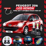 Furens Peugeot 206 1996-2011 Kısa Far Uyumlu Şimşek Etkili LED Xenon Pro Series H7 - Beyaz