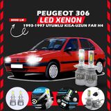 Furens Peugeot 306 1993-1997 Uzun Kısa Far Uyumlu Şimşek Etkili LED Xenon Performance Series H4 - Beyaz