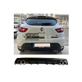 Furens Renault Clio 4 Difüzör Arka Tampon Eki 4 Egzoz Çıkışlı Siyah Lüx Tip