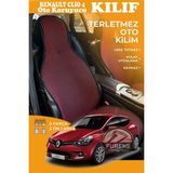 Furens Renault Clio 4 Uyumlu Kırmızı Prestij Serisi Dokuma Kumaş Oto Koltuk Kılıfı Ön Tam Arka Alt - Kırmızı - Siyah