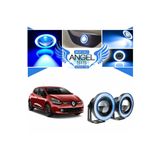 Furens Renault Clio 4 Uyumlu, Universal Mercekli Led Angel Sis Farı, 76mm Buz Mavi Renk