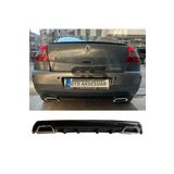 Furens Renault Megane 2 Sedan Difüzör Arka Tampon Eki 2 Egzoz Çıkışlı Siyah Lüx Tip