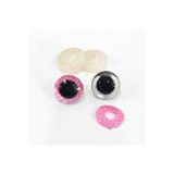 Furgy Amigurumi 14 Mm Vidalı Renkli Simli Göz - Pembe - 10 Adet (5 Çift) Kilitli Göz