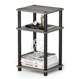 Furinno Sadece 3 Katlı Turn-N-Tube Sehpa/Yan Sehpa/Komodin Plastik Çubuklu, 1 Paket, Fransız Meşe Grisi / Siyah