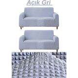 Furkan Ticaret 3+3 Bürümcük Eteksiz, Lastikli, Esnek, Yıkanabilir Koltuk, Kanepe, Çekyat Takımı Örtüsü/kılıfı. - Antrasit - 180 x 230 cm
