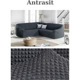 Furkan Ticaret Bürümcük Kumaş, Eteksiz L Köşe Koltuk Örtüsü 1 Adet Esnek, Lastikli, Süngerli L Koltuk Kılıfı - Antrasit - 180 x 230 cm