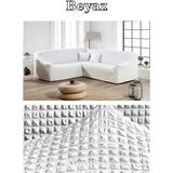 Furkan Ticaret Bürümcük Kumaş, Eteksiz L Köşe Koltuk Örtüsü 1 Adet Esnek, Lastikli, Süngerli L Koltuk Kılıfı - Beyaz - 180 x 230 cm