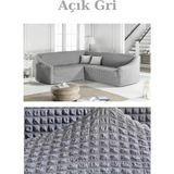 Furkan Ticaret Bürümcük Kumaş, Eteksiz L Köşe Koltuk Örtüsü 1 Adet Esnek, Lastikli, Süngerli L Koltuk Kılıfı - Gri - 180 x 230 cm