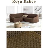 Furkan Ticaret Bürümcük Kumaş, Eteksiz L Köşe Koltuk Örtüsü 1 Adet Esnek, Lastikli, Süngerli L Koltuk Kılıfı - Koyu Kahve - 180 x 230 cm