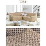 Furkan Ticaret Bürümcük Kumaş, Eteksiz L Köşe Koltuk Örtüsü 1 Adet Esnek, Lastikli, Süngerli L Koltuk Kılıfı - Taş - 180 x 230 cm
